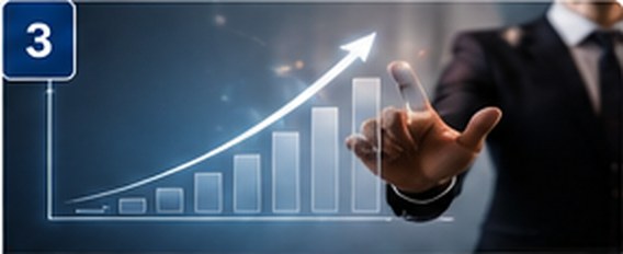 Growth chart representing improvements in website leads and conversions